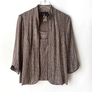 Alex Evenings Mauve-Black with Silver Glitter Tank & Blazer Set SZ:M